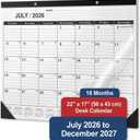Desk Calendar 2026-2027 - Large 18-Month Monthly Desk Pad, July 2026 to December 2027, 22" x 17" Calendar with 120g Thick Paper, Golden Hanging Holes & Goals Section for Office and Professional Use