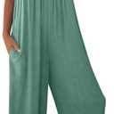 Dokotoo Women's Loose Sleeveless Jumpsuits Adjustable Spaghetti Strap Stretchy Long Pant Romper Jumpsuit with Pockets (Green, XL)