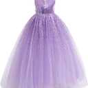Flower Girls Sequin Dress Bridesmaid Sparkle Formal Wedding Party Birthday Kids Pageant Princess Prom Ball Gown (Purple, 10-11 Years)
