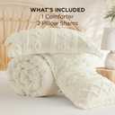 Bedsure Tufted Boho Comforter Set Full Size - Ivory Boho Bed Set, GentleSoft 3 Pieces Farmhouse-Style Embroidery Bedding, Gifts for Woman, Soft Jacquard Full Comforter for All Seasons