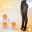 Caprilite 2 Pairs Women Fleece Lined Tights-Fake Translucent Leggings High Waist Pantyhose Sheer Thick Warm Tights For Women (L)