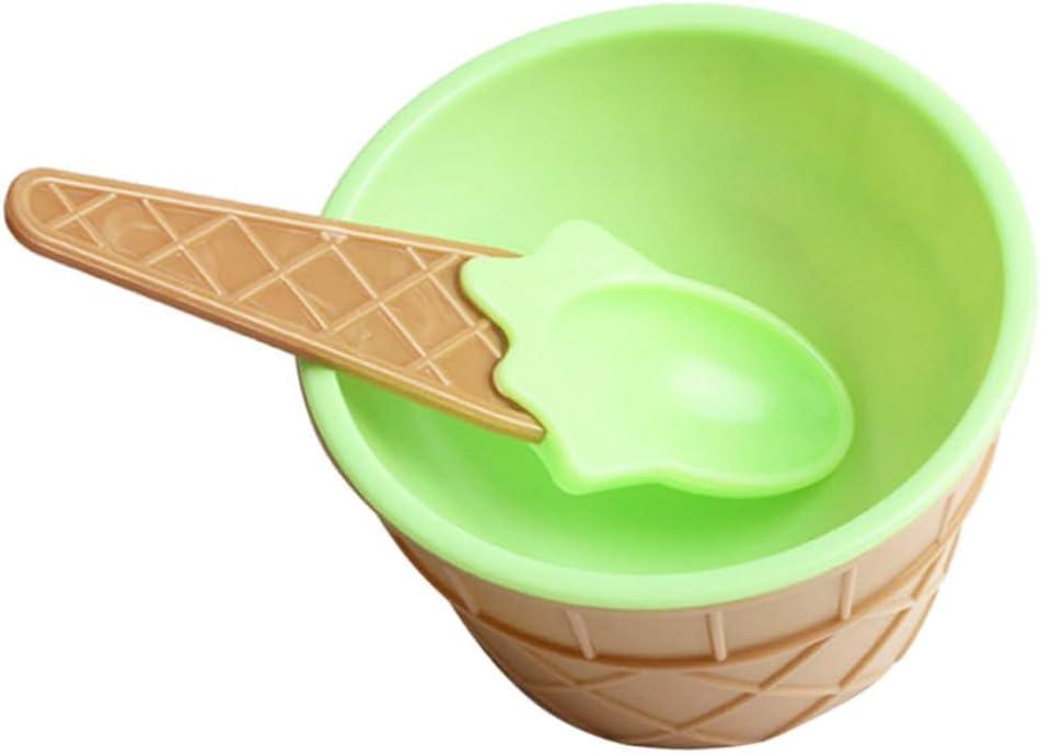 Colorful Ice Cream Bowl Set with Spoon Creative Plastic Sundae Cups for Desserts Mixing and Serving Anti-Fall Design for Parties and Festive Occasions