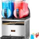 VEVOR Commercial Slushy Machine, 15Lx2 Tank Margarita Maker, 1000W Stainless Steel Smoothie Frozen Drink Maker for Supermarkets Cafs Restaurants Bars Home Use (Black)