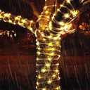 Upgraded 70FT 200 LED Solar Rope Lights, Timer & 8 Modes Trampoline Accessories Solar String Lights, IP65 Waterproof Solar Powered Fairy Lights for Party Garden Yard Tree Camp(Warm White)