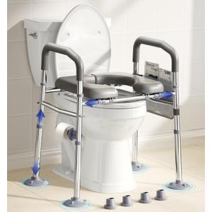 Bluelog Toilet Seat Risers for Seniors, 6 Width & 7 Height Adjustable Raised Toilet Seat with Handles, Elevated Toilet Seat for Elderly, Handicap, Heavy Duty 400lbs Build, Fit Any Toilet, Grey