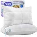 Nuzzle Cooling Adjustable Pillow for Side Sleepers, Luxury Standard Size Set of 2 Bed Pillow Hotel Collection - Best Adjust Height Soft Firm Pillow for Back, Stomach or Side Sleepers - Home Gifts