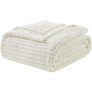 Nestl Blanket Twin Size for Bed - Cozy Warm Fuzzy Blankets for Women, Plush Small Fleece Throws for Girls - White, 66 x 90 Inches