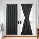 Deconovo Blackout Door Curtain for Glass Doors & Sidelights, Thermal Insulated Privacy Panel with Dual Rod Pockets & Adjustable Tieback, MachineWashable Curtain (54W x 80L, Dark Grey, 1 Panel)