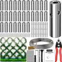 Wire Trellis for Climbing Plants Outdoor, 30-Set Wall Wire Trellis Kit with 1/8in x 150ft Stainless Steel Cable & Cutter, T316 Cylindrical Espalier System for Fence and Garden DIY Projects