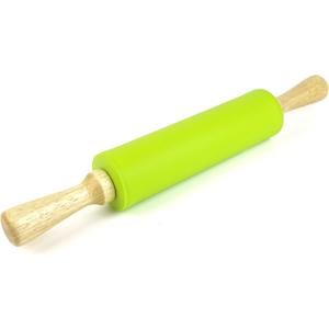 Silicone Rolling Pin for Baking Non-stick Rolling Pin Dough Roller Wooden Handle Kitchen Accessories Pastry Roller (15 inch, Green)