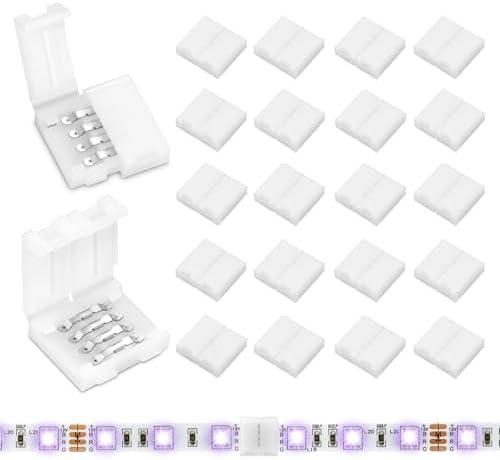 Pmxary 19 Pcs 4 Pin LED Strip Connectors for 10mm Wide RGB LED Strip Lights, Solderless Unwired LED Light Connectors, Easily Extend or Splice SMD 5050 Multicolor Strips