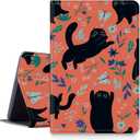 Black Cat Flowers Case Compatible with Amazon Fire HD 10 10.1-Inch Tablet (7th Generation and 9th Generation,2017 and 2019 Release), Smart Folding Stand Cover with Auto Wake/Sleep