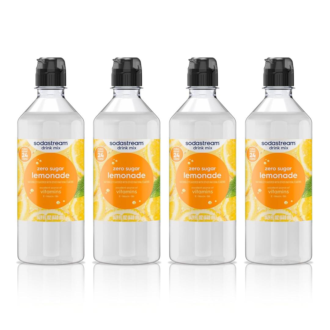 SodaStream Zero Lemonade Drink Mix, New Pour Bottle 14.9 Fl Oz (Pack of 4)