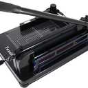 Heavy Duty Guillotine Paper Cutter - 400 Sheets Capacity, A4 12" Stack Paper Trimmer, Steel Base, Black