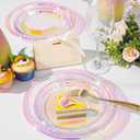 Supernal 120 Pcs Iridescent Sparkle Plastic Plates,Disposable Plates for Party Valentine's Day Mother's Day and Easter, Clear Neon Rainbow Plastic Plates,60 Pcs Dinner Plates and 60 Pcs Dessert Plates