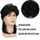 Kaneles Black Mullet Wigs for Men 70s 80s Costumes Mens Fancy Party Accessory Cosplay Hair Wig