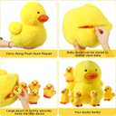 Kasyat 6 Pcs Yellow Duck Stuffed Animal Play Set, Mother with 5 Little Duck Plush, Stuffed Animals Plushie Soft Huggable Plush with Zipper Pouch Toy for Kids Nursery Birthday Gift Party Decor