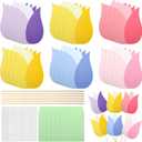 Eaasty 24 Sets Tulip Gift Card Sleeves DIY Gift Card Bouquet Kit Colorful Flower Cards Holder with Sticks for Spring Teacher Appreciation Week Mother's Day Thank You Presents