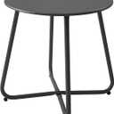 Patio Small Side Table Waterproof Round Metal Steel Weather Resistant Portable Outdoor and Indoor End Table for Garden Balcony Yard, Black