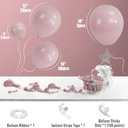 Pink Balloons, 113Pcs Different Sizes Boho Blush Pink Balloon Arch Garland Kit 18/12/10/5 Inch, Dusty Retro Vintage Rose Latex Helium Balloon for Birthday Boho Baby Shower Wedding Party Decorations