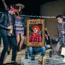 3 Pcs Western Cowboy Party Decorations Include 1 Western Wanted Photo Fun Frame, 1 Studded Cowboy Hat, 1 Square Scarf for Women Men Adult, West Rustic Party Accessories