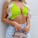Sexy Crop Tops for Women Sleeveless Deep V Neck Workout Tops Plunge Ring Cleavage Cropped Tank Top (Green, L)