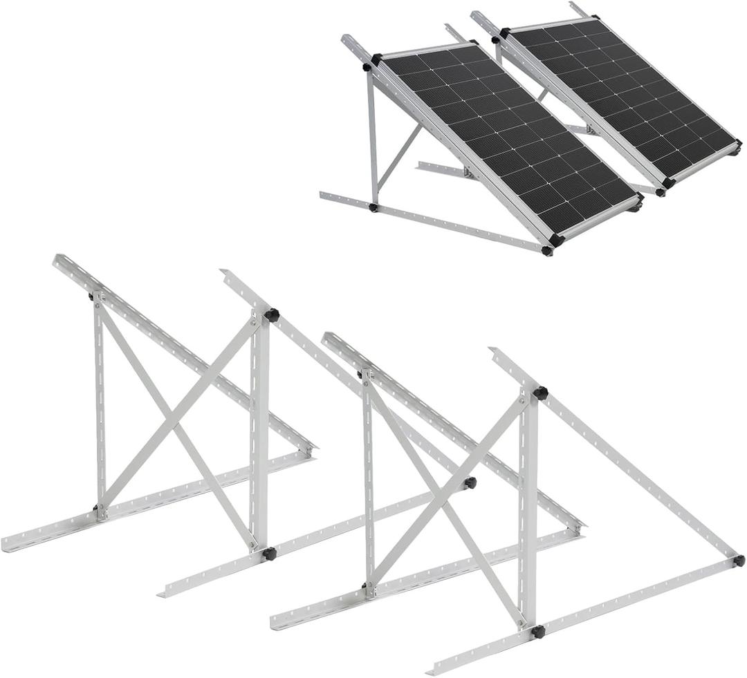 45 Inch 2 Sets Solar Panel Mounting Brackets Kit 0-90 Adjustable Solar Panel Tilt Mount Brackets for 100-400W Panels Windproof for Roof,RV,Ground,Boat and Off-Grid. (2Sets Upgrade)