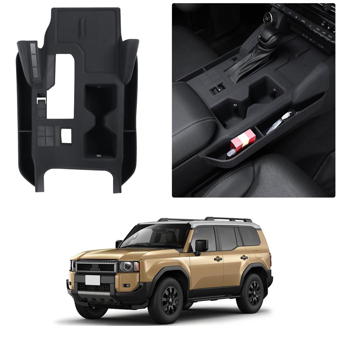 Central Control Silicone Storage Box for 2024-2026 Toyota Land Cruiser 250 1958 Prado Lc250 Seat Gap Storage Box Wireless Charging Silica Gel Pad Modification 2025 land cruiser accessories (Black)