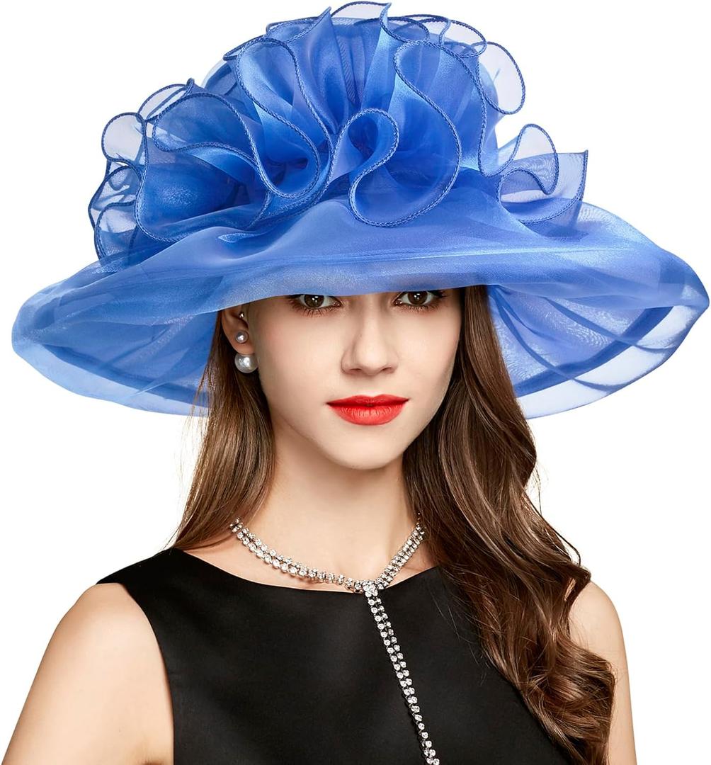 2026 Derby Hats for Women Ladies, Classy Organza Sun Hat, Church Tea Party Wedding Kentucky Fascinator Hat