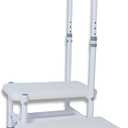 Height Adjustable Step Stool with Handle and Non-Skid Platform, Lightweight & Sturdy Standing Aid Support for Elderly, Seniors, Ideal for Bedside, Bathtub & Car Use, Holds up to 440 lbs (White)