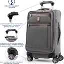 Travelpro Platinum Elite Softside Expandable Carry on Luggage, 8 Wheel Spinner Suitcase, USB Port, Suiter, Men and Women, Vintage Grey, Carry On 21-Inch