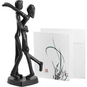 6th Anniversary Iron Sculpture Gift  Romantic Couple Statue for Her, Handcrafted Black Metal Decor  Wedding, Valentines, Birthday Keepsake  Includes Card