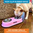 Master Pet Supply Double Dog Bowls Set with Elevated Base and 2 (8 oz) Stainless Steel Removable Dishes (True Blue)  Double Cat Food Water Bowl, Dog Puppy Food Bowl Set, Rust Resistant