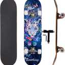 Professional Double Kick Skateboard, 31 inch Maple Deck, ABEC-9 Bearings, 95A PU Wheels