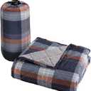 Cathay Home Coleman Indoor Outdoor Reversible Water Resistant and Sherpa Throw Blanket 50x60 Inch, Navy (CMTH107)