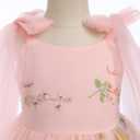 OBEEII Flower Girl Dress Toddler Spaghetti Straps Floral Embroidered Tulle Tutu Dress Princess Birthday Party Dress (2-3T, Pink)