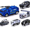 DUNRIOG TOYS 1  Pack Die-cast Police Rescue Truck Vehicles Sets, 4 Pack Mini Police Vehicles Model,Toys Boys Girls Toddlers Birthday Christmas Party Favors