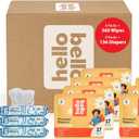 Hello Bello Mega Surprise Pack, Size 6 (35+ lbs), 136ct Hypoallergenic Assorted Diapers with a Soft, Cloth-Like Feel Plus 360 Ultra Gentle Unscented Baby Wipes in 6 Resealable Packs (Mega Pack (Neutral) With Wipes)