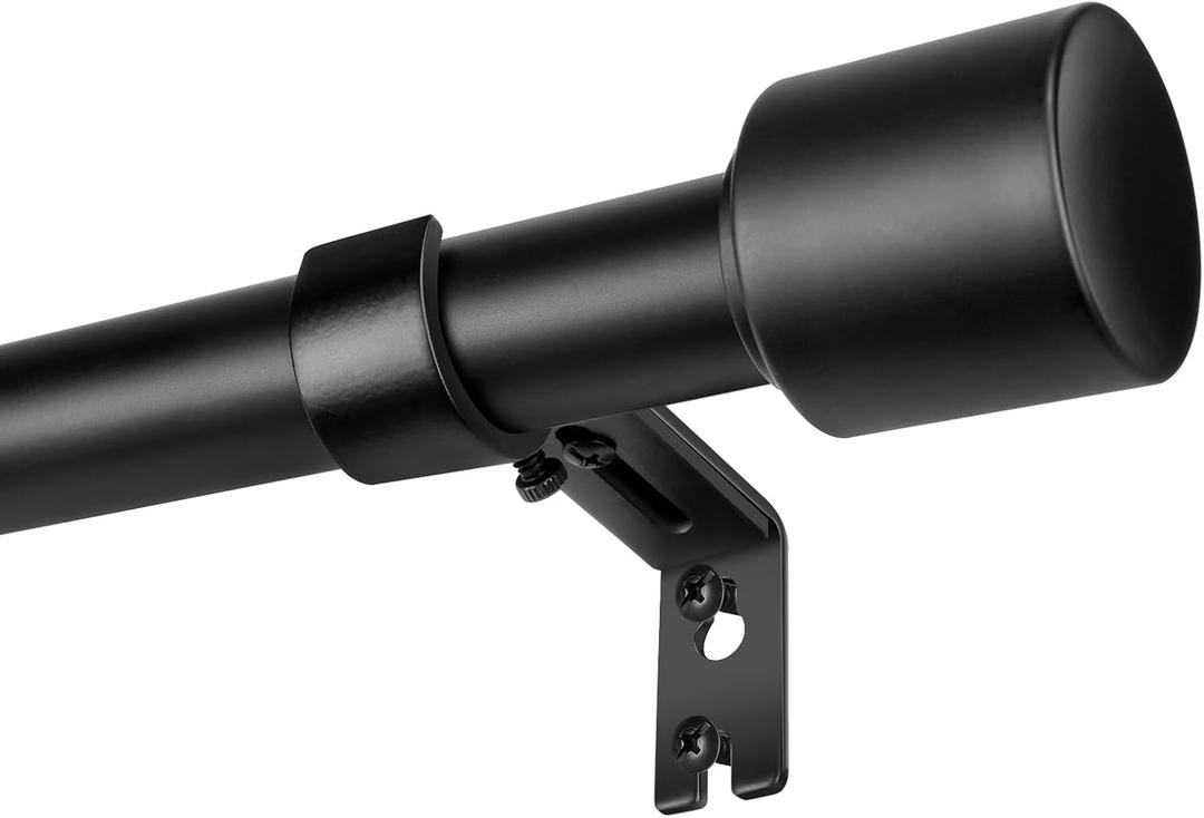 1 Diameter Curtain Rods Itself is 30 to 144 inch 1 Pack Fit 30-142 inch, 66 to 120 inch Window with Heavy Duty Adjustable Rod Matte Black Splicing Metal Extra Long Curtain Rod for Windows