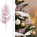Sherika 24 Pcs Christmas Glitter Stems Artificial Pink Ornament Tree Picks for Christmas Tree Decor, DIY Crafts,Christmas Holiday Decorations, Wreath, Garland, Vase, Wedding and Home Decoration