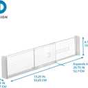 iDesign Plastic Adjustable Deep Drawer Divider, Kitchen, Dresser, Desk, Bathroom and More, The Linus Collection Set of 2, Expandable 13.25 20.75, Clear