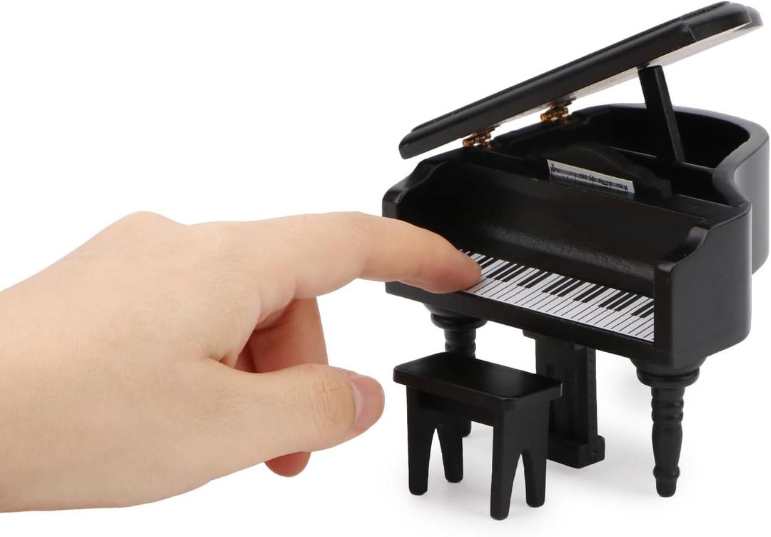 Miniature Piano for Dollhouse Furniture Upright Grand Piano with Stool Instrument 1 12 Ornament Artificial House Scene Accessories Desktop Decoration