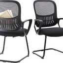 Task Chair Guest Chair - Comfy Arms & Lumbar Support, No Wheels, Set of 2