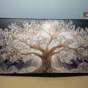 KIRFOLUC Large Framed Textured Painting Tree of Life Wall Art, 48"L x 24"W