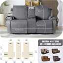 TAOCOCO 100% Waterproof Loveseat Recliner Couch Covers with Console,Double Reclining Couch Cover Non-Slip Sofa Slipcovers Washable,Furniture Protector Covers for Dog,Pets(2 Seater,Dark Gray)
