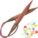 KnitPro Ginger Circular Knitting Needles 47 inch, Size 10 (120cm, 6.00mm) with 10 Colorful Stitch Markers
