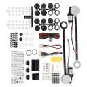 JDMSPEED New Universal Electric Power Window Lift Regulator Conversion Kit with Switches Wiring and Hardware for 2 Door Pickup SUV Truck Van Car