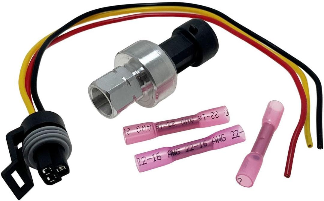 A/C Refrigerant Pressure Sensor & Connector Fits 13587668 Compatible with Century Enclave Lacrosse Lesabre Terrain Yukon Sonic Spark Canyon Envoy Silverado 1500 2500 3500