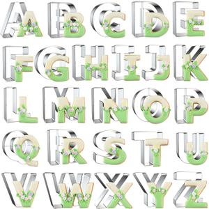 Alphabet Letter Cookie Cutters Shapes Large 3 Inch - 26 Pcs Stainless Steel Cookie Cutter Set Fondant Biscuit Fruit Dough Mold Tools for Birthday, Christmas, New Year and Holiday Party Decorations