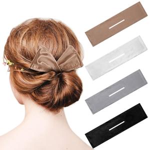 4 Pieces Deft Hair Bun Maker Doughnut Hair Bun French Hairstyle(Black, Khaki, White, Gray)